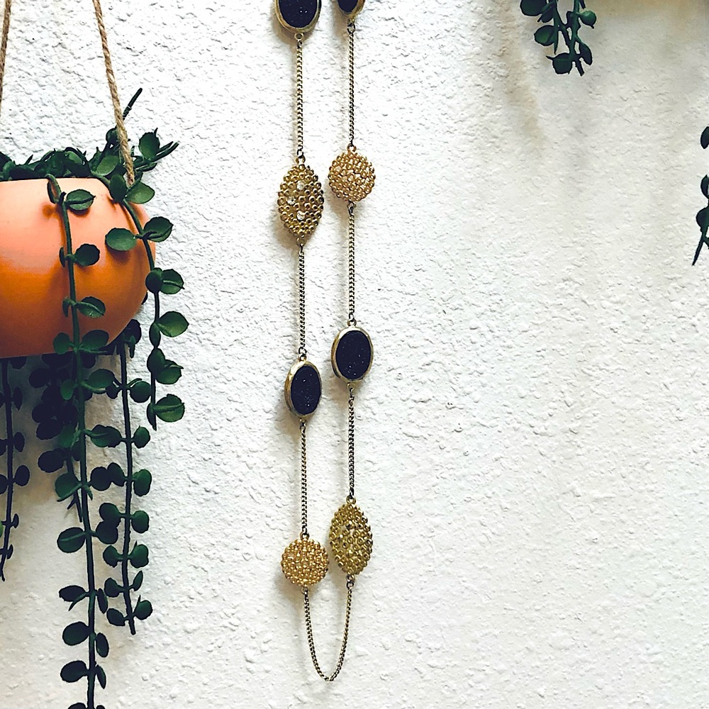 Dark blue and gold necklace